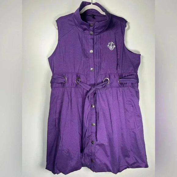 Dereon Dresses & Skirts - House of Dereon Sleeveless Belted Purple Dress Bubble Hem Pockets Womens Size 3X
